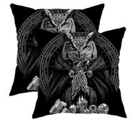 Set di 2 federe decorative per cuscini con gufo mistico, con stampa di gufo magico nero, decorazione per casa, soggiorno, camera da letto, 71 x 71 cm
