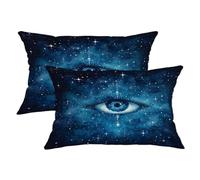 Set di 2 federe decorative per cuscini con occhio di galassia, blu cosmico, per casa, camera da letto, divano, con accenti ispirati all'universo mistico, 50 x 30 cm
