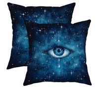 Set di 2 federe decorative per cuscini con occhio di galassia, blu cosmico, per casa, camera da letto, divano, con accenti ispirati all'universo mistico, 50 x 50 cm