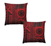 Set di 2 federe decorative per cuscini, traspiranti, nere e rosse, quadrate, morbide, con cerniera nascosta, 30x30 cm.