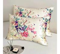 Set di 2 federe in 100% vera seta di gelso, per capelli e pelle, con cerniera, salutari, morbide, rinfrescanti su entrambi i lati, grado 6A, federe per cuscini in pura seta con motivo floreale,