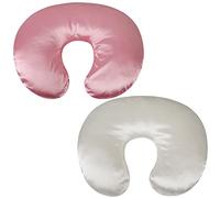 Set di 2 federe in raso per allattamento, in seta, ultra morbida, compatibile con cuscino Boppy per proteggere i capelli e la pelle del bambino, bianco e rosa