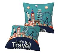 Set di 2 federe per cuscini 30,5 x 30,5 cm (senza cuscino) - Let's go Travel Square decorative per divano, letto, soggiorno, decorazione della casa, morbida federa per cuscino per divano camera da