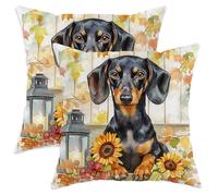 Set di 2 federe per cuscini a forma di bassotto, cuscini decorativi per cani neri e marroni, decorazione per la casa autunnale, accessori per divano, letto, scelta perfetta per gli amanti dei cani