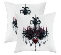 Set di 2 federe per cuscini a forma di candelabro, motivo gotico romantico con rose e candele di Halloween, con cerniera nascosta, per soggiorno, letto, ufficio, divano, sedia, decorazione 35,5 x 35,5