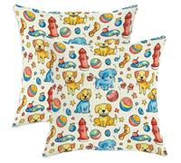 Set di 2 federe per cuscini a forma di cane, giocoso fantasioso con palla antincendio, nessuno giallo, con cerniera nascosta, federe decorative per soggiorno, letto, ufficio, divano, sedia
