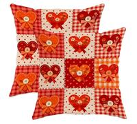 Set di 2 federe per cuscini a forma di cuore, con nastro natalizio e giocoso, per San Valentino, colore rosso, con cerniera nascosta, per soggiorno, appartamento, letto, divano, 40,6 x 40,6 cm