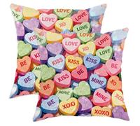 Set di 2 federe per cuscini a forma di cuore, con scritta in inglese "Valentine", in morbido velluto, lavabile, per soggiorno, letto, ufficio, divano, sedia, 50 x 50 cm