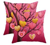 Set di 2 federe per cuscini a forma di cuore, romantiche e giocose con rami di albero di San Valentino, pesca, con cerniera nascosta, cuscini decorativi per soggiorno, letto, ufficio, divano, sedia