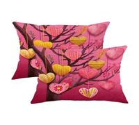 Set di 2 federe per cuscini a forma di cuore, romantiche e giocose con rami di albero di San Valentino, pesca con cerniera nascosta, per casa, camera da letto, soggiorno, divano, decorazione 50 x 30