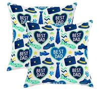 Set di 2 federe per cuscini a forma di cuore, stile casual, giocoso, con cravatta e scarpa per la festa del papà, blu, con cerniera nascosta, per casa, soggiorno, camera da letto, dormitorio, divano
