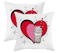 Set di 2 federe per cuscini a forma di cuore, stile pop art retrò, in morbido velluto, lavabile, decorazione per casa, soggiorno, camera da letto, dormitorio, divano, 30,5 x 30,5 cm