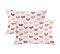 Set di 2 federe per cuscini a forma di cuori, romantiche e contemporanee rosso pesca, con cerniera nascosta, per divano, soggiorno, camera da letto, dormitorio, divano, decorazione 50 x 30 cm