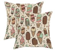 Set di 2 federe per cuscini a forma di gelato, giocoso e fantasioso cono con ghiaccioli estivi, in morbido velluto pastello, lavabili, per soggiorno, camera da letto, loft, ufficio, auto, decorazione