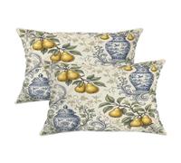 Set di 2 federe per cuscini a forma di pera, classiche ed eleganti, con vaso a forma di foglia, nessuna blu, con cerniera nascosta, cuscini decorativi per soggiorno, camera da letto, loft, ufficio