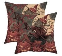 Set di 2 federe per cuscini a tema Halloween, con zucca rossa, motivo strega, decorazione per la casa, per divano letto, divano, 50 x 50 cm