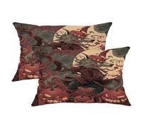 Set di 2 federe per cuscini a tema Halloween, con zucca rossa, motivo strega, decorazione per la casa, per divano letto, divano, 50 x 30 cm