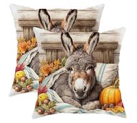 Set di 2 federe per cuscini autunnali a forma di asino, rustiche e stagionali, decorazione per la casa per divano, letto, 50 x 50 cm