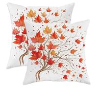 Set di 2 federe per cuscini autunnali con foglia d'acero rossa, decorazione per la casa autunnale per divano letto 45,7 x 45,7 cm