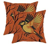 Set di 2 federe per cuscini autunnali con rami artistici e ali autunnali arancioni con cerniera nascosta, per casa, camera da letto, soggiorno, divano, decorazione 45,7 x 45,7 cm