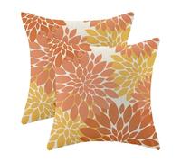 Set di 2 federe per cuscini color arancione bruciato, 50 x 50 cm, decorazione floreale con dalia, per l'estate, moderna, geometria, floreale, per esterni, decorazione per divano, letto