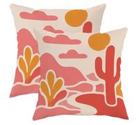 Set di 2 federe per cuscini con cactus, moderne astratte con sole e nuvole estive color pesca, in morbido velluto, lavabili, decorative per soggiorno, appartamento, letto, divano, 45,7 x 45,7 cm
