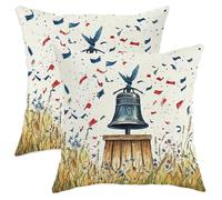 Set di 2 federe per cuscini con campana, stile patriottico rustico, con aquila, coriandoli per il giorno dell'indipendenza, in morbido velluto, lavabili, decorative, per casa, camera da letto