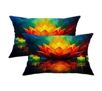 Set di 2 federe per cuscini con candele artistiche meditative, senza acqua, arancione, con cerniera nascosta, per soggiorno, appartamento, letto, divano, 50 x 30 cm