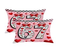 Set di 2 federe per cuscini con cuori, giocosi e moderni, con numeri e fiocchi per San Valentino, pesca con cerniera nascosta, per casa, camera da letto, soggiorno, divano, decorazione 50 x 30 cm