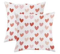 Set di 2 federe per cuscini con cuori, romantiche e contemporanee, rosso pesca, San Valentino, in morbido velluto, lavabili, decorative, per soggiorno, camera da letto, loft, ufficio, auto, 35,5 x
