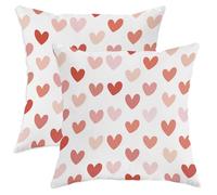 Set di 2 federe per cuscini con cuori, romantiche e contemporanee, rosso pesca, San Valentino, in morbido velluto, lavabili, per casa, camera da letto, soggiorno, divano, decorazione 45,7 x 45,7 cm