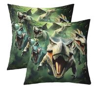 Set di 2 federe per cuscini con dinosauro per bambini, ragazzi e ragazze, 60 x 60 cm, stampa 3D con dinosauri, decorazione per camera da letto, traspirante, in morbida microfibra, animali selvatici