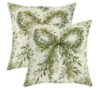 Set di 2 federe per cuscini con eucalipto, rustiche foglie naturali e bacche verde primavera, con cerniera nascosta, per soggiorno, letto, ufficio, divano, sedia, decorazione 35,5 x 35,5 cm