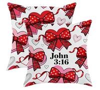 Set di 2 federe per cuscini con fiocco e nastro a forma di cuore giocoso per San Valentino, rosso, con cerniera nascosta, per casa, camera da letto, soggiorno, divano, decorazione 30,5 x 30,5 cm