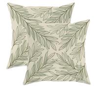 Set di 2 federe per cuscini con foglie botaniche minimaliste con rami di bacche verde primavera in morbido velluto lavabile, per soggiorno, letto, ufficio, divano, sedia, 30,5 x 30,5 cm