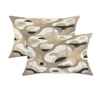 Set di 2 federe per cuscini con forme astratte, linee curve moderne e contemporanee, nessuna beige, in morbido velluto, lavabili, per soggiorno, letto, ufficio, divano, sedia, 50 x 30 cm
