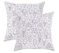 Set di 2 federe per cuscini con gelato, allegri e fantasiosi ghiaccioli estivi viola, in morbido velluto lavabile, per casa, soggiorno, camera da letto, dormitorio, divano, decorazione 45 x 45 cm