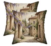 Set di 2 federe per cuscini con glicine, rustiche, vintage, con pietra rampicante, lavanda, in morbido velluto, lavabili, per casa, soggiorno, camera da letto, dormitorio, divano, decorazione 35,5 x