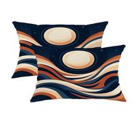 Set di 2 federe per cuscini con luna astratta, onde moderne e stelle, autunnali, in morbido velluto, lavabili, decorative, per soggiorno, letto, ufficio, divano, sedia, 50 x 30 cm