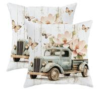 Set di 2 federe per cuscini con magnolie primaverili, 40,6 x 40,6 cm, morbide e comode, in legno rustico, con fiori di camion, decorazione per la casa, divano, soggiorno, letto