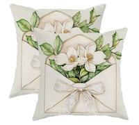 Set di 2 federe per cuscini con magnolie primaverili, 45 x 45 cm, morbide e comode, motivo floreale, in velluto, decorazione per la casa, divano, soggiorno e letto
