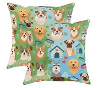Set di 2 federe per cuscini con motivo a cuore giocoso e fantasioso, verde primavera, con cerniera nascosta, per casa, soggiorno, camera da letto, dormitorio, divano, decorazione 40,6 x 40,6 cm