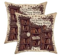 Set di 2 federe per cuscini con motivo a forma di orologio letterario vintage, con cerniera nascosta, colore marrone, per casa, soggiorno, camera da letto, dormitorio, divano, 30,5 x 30,5 cm