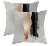 Set di 2 federe per cuscini con motivo a pennello, moderne, contemporanee, metallizzate, astratte, nessuno nero, in morbido velluto, lavabili, per casa, camera da letto, soggiorno, divano, decorazione