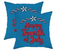Set di 2 federe per cuscini con motivo a stelle, con scritta in lingua inglese "Independence Day", con cerniera nascosta, per casa, soggiorno, camera da letto, dormitorio, divano, 30,5 x 30,5 cm