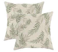 Set di 2 federe per cuscini con motivo botanico con bacche naturali e steli, in morbido velluto verde primavera, lavabili, per soggiorno, letto, ufficio, divano, sedia, decorazione 40,6 x 40,6 cm