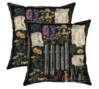 Set di 2 federe per cuscini con motivo botanico floreale, erbario, vintage, decorative, quadrate, per casa, divano, letto, 50 x 50 cm