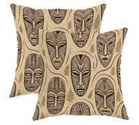 Set di 2 federe per cuscini con motivo etnico artistico felce a pois nessuno marrone, in morbido velluto lavabile, per casa, soggiorno, camera da letto, dormitorio, divano, 30,5 x 30,5 cm