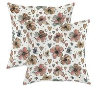 Set di 2 federe per cuscini con motivo floreale, fantasiose federe per cuscini bohémien, cuore, luna, primavera, pesca silenziosa, con cerniera nascosta, per soggiorno, appartamento, letto, divano