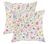 Set di 2 federe per cuscini con motivo floreale, farfalla e cuore, primavera pastello con cerniera nascosta, per soggiorno, letto, ufficio, divano, sedia, decorazione 35,5 x 35,5 cm